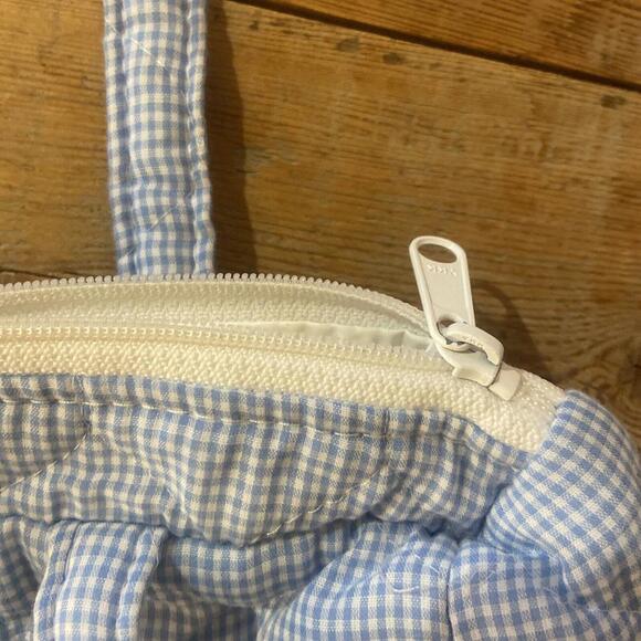 Embroidered Blue And White Checkered Diaper Bag - Picture 4 of 6